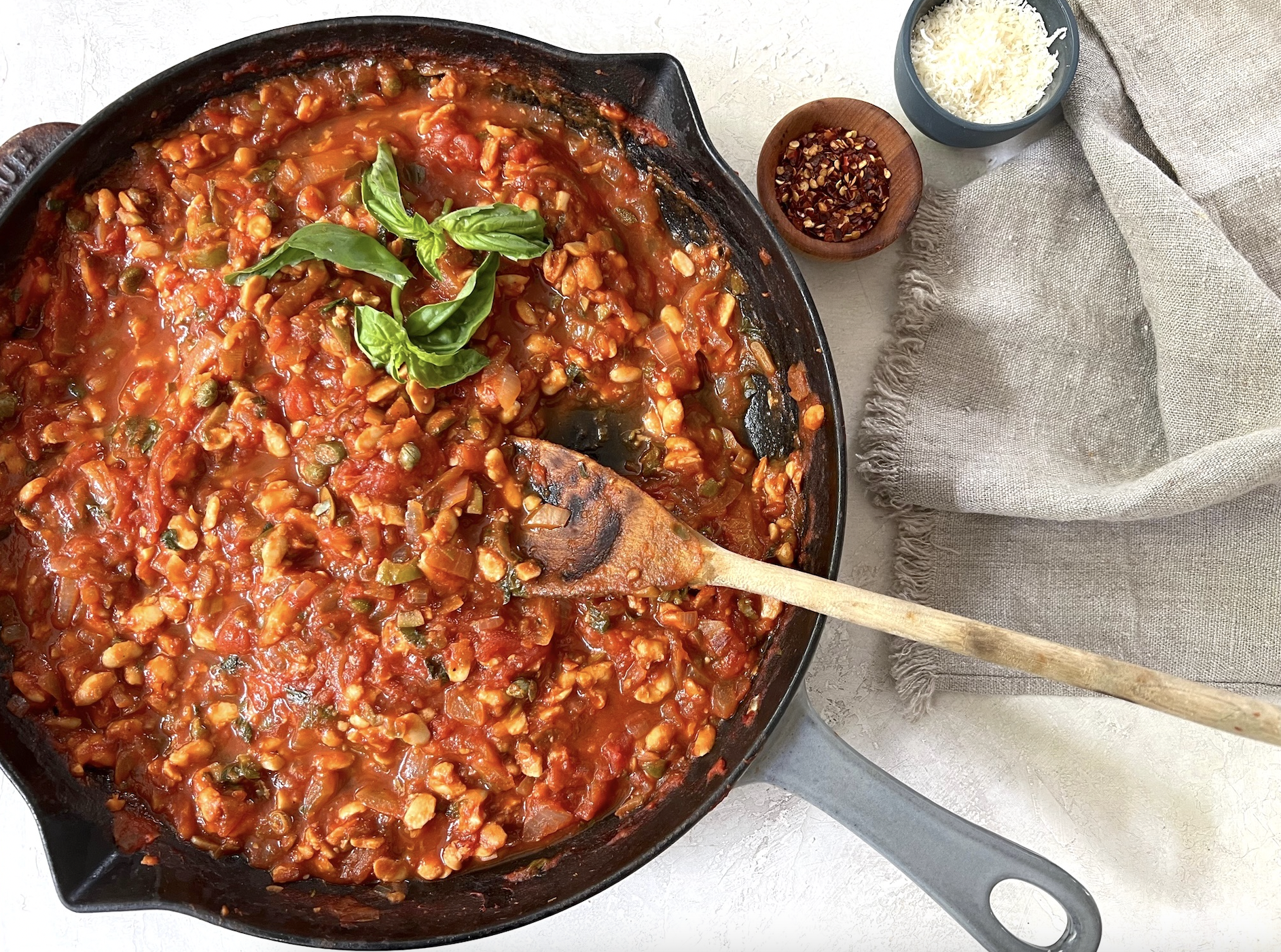 Pasta with Tempeh Olive Capers 